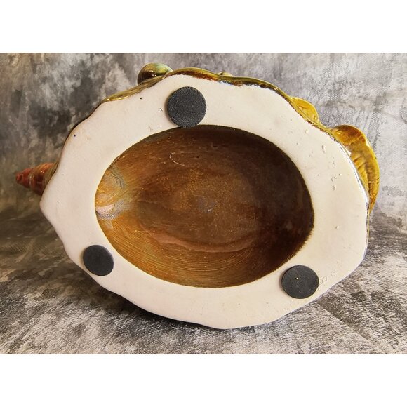 Vintage French Majolica Seashell-Themed Ceramic Planter With Starfish & Shells D - Picture 5 of 5